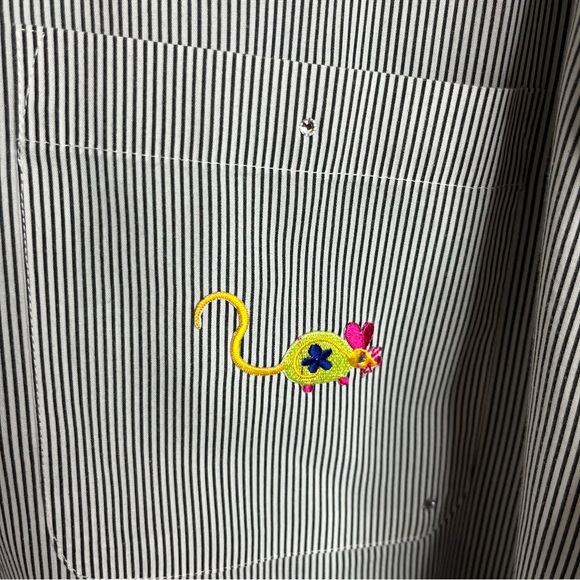 Vintage MiLi Colorful Applique Cat Mice Blouse Sequins Large Striped Long Sleeve - Picture 4 of 11